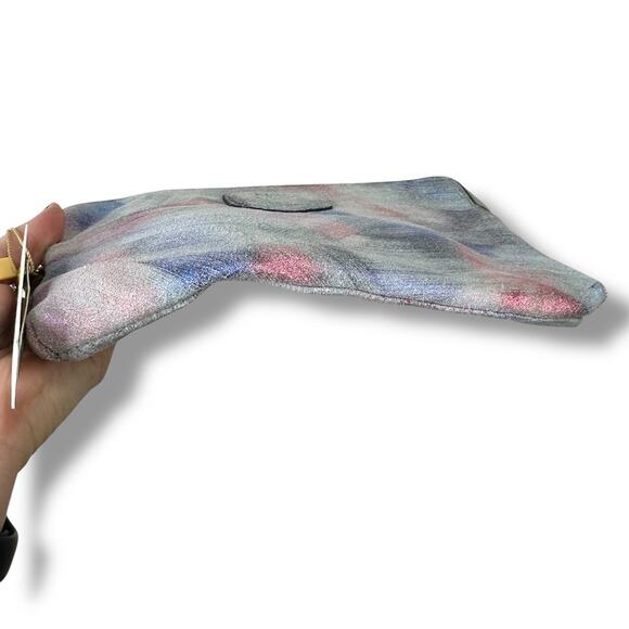 Aimee Kestenberg NWT Violet Brushed Metallic Genuine Leather Zipper Gala Clutch - Picture 5 of 7